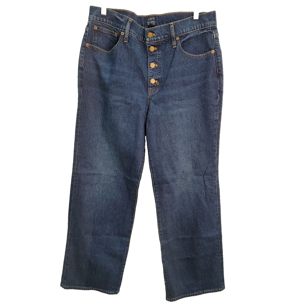 J. Crew Denim Trouser High Rise Full Length Wide Leg In Fiorellas Wash Size 31